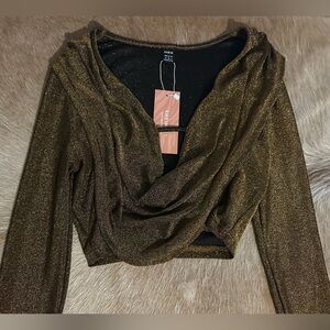 SHEIN - brown sparkle crop top, medium